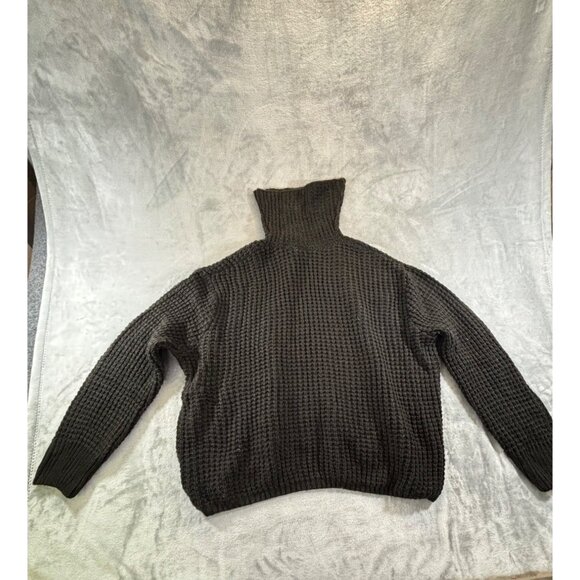 Falls Creek Sweater Women's 2X Chunky Knit Turtleneck Black Warm Winter Pullover - Picture 3 of 16